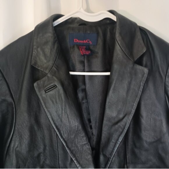 Denim & Co Womens Lamb Leather Blazer Jacket Medium Black Quiet Luxury Y2K 90s - Picture 2 of 10